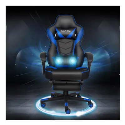 Massage Gaming Chair Swivel Computer Desk Seat Office Recliner Blue