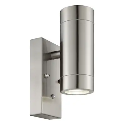 Up & Down IP44 Wall Light - Photocell - x 7W GU10 LED - Brushed Steel