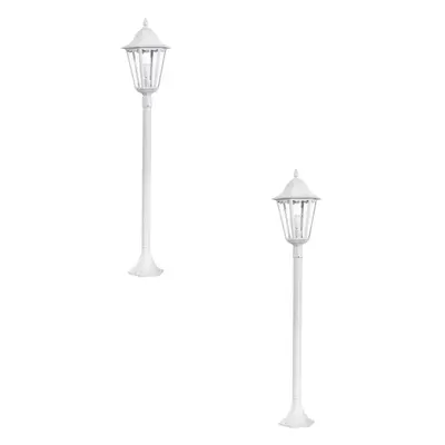 2 PACK IP44 Outdoor Bollard Light White Aluminium Lantern 60W E27 Tall Lamp Post