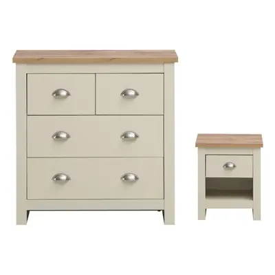 Lisbon Piece 2+2 Chest of Drawers Drawer Bedside Table Cream