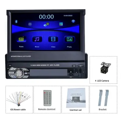 (as the picture, with 4led) Reakosound Din Car Radio 7&apos;&apos; Touch Screen Universal Car Mu