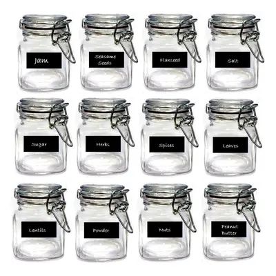 12pc GR8Home Glass Spice Jars | Airtight Food Storage - x 100ml