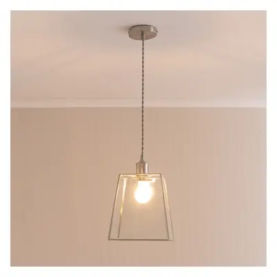 ValueLights Susie Glass Lantern Shade Chrome Drop Ceiling Light & Bulb