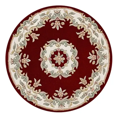 (RED, Circle: 120cm) Traditional Pure Wool Rugs Hall Runner Round Circle Half Moon Mat Small Ext