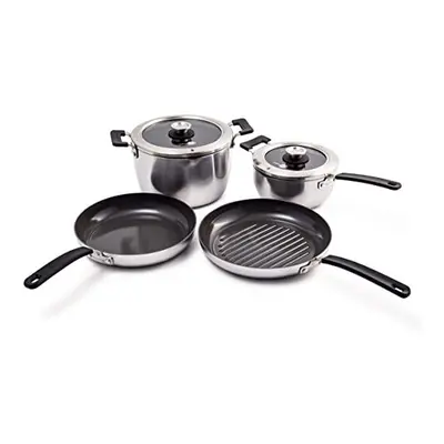 Levels Stainless Steel Stackable Ceramic Nonstick 6-Piece Cookware Set