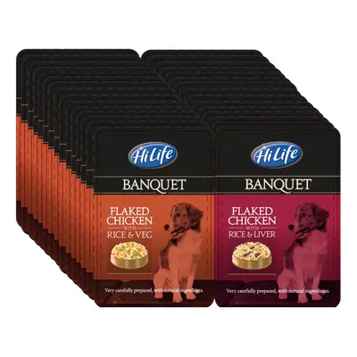 HiLife Banquet Dog Food Pouches, Chicken Breast and Liver/Chicken Breast and Veg, x 100g Pouches