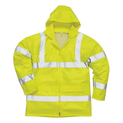 (S, Yellow) Portwest Hi-Vis Rain Jacket (H440) / Safetywear / Workwear (Pack of 2)