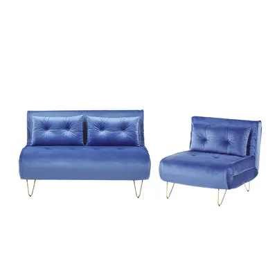 Velvet Sofa Set Navy Blue VESTFOLD