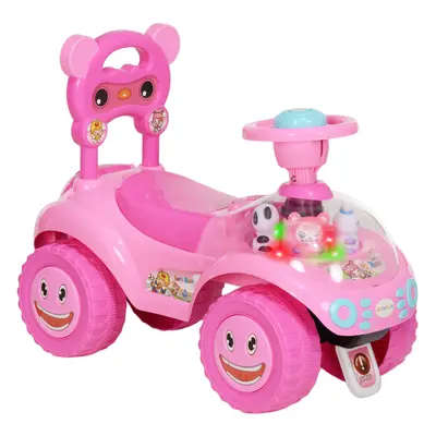 AIYAPLAY Ride on Toy, Foot to Floor Design with Music, Light, Horn, Pink