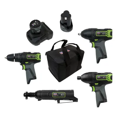 4x Cordless Power Tool Bundle & 2x Batteries - Hammer Drill Impact Driver Wrench