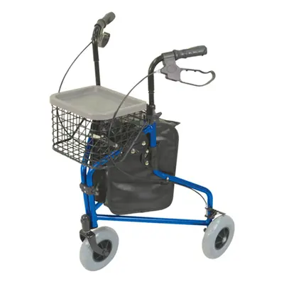 Blue Foldable Aluminium Tri-Walker - Bag AND Basket Included 132kg Weight Limit