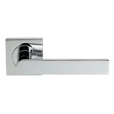 PAIR Flat Rectangular Bar Lever on Square Rose Concealed Fix Polished Chrome