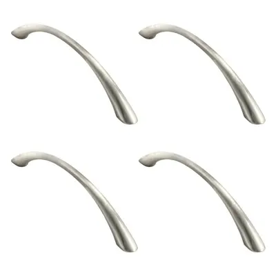 4x Slim Bow Cabinet Pull Handle 224mm Fixing Centres Satin Nickel x 34mm