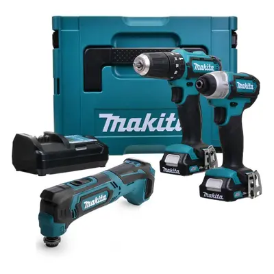 Makita 12v CXT 3pc Kit Combi Hammer Drill + Impact Driver + Multi Tool Battery