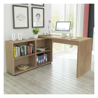 Corner Desk Shelves Oak