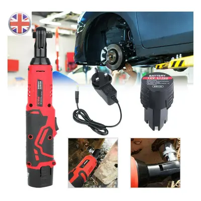 3/8'' 12V 90Â° 65Nm Cordless Right Ratchet Angle Wrench Tool+ Battery