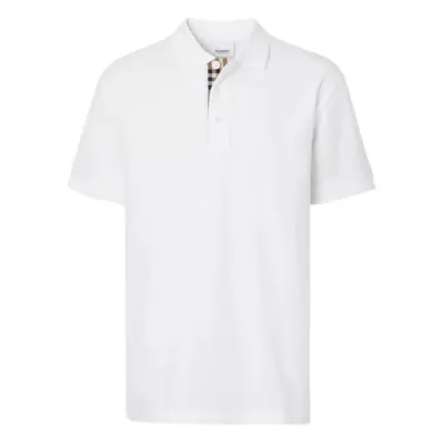 (M) Burberry Branded Circle Logo White Polo Shirt