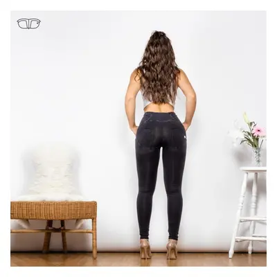 (black, M) Shascullfites Melody High Waist Jeggings Gym And Shapping Leggings Black Push Up Jean