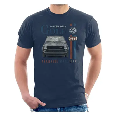 (Large, Navy Blue) Volkswagen Golf GTI Racing Distressed Men's T-Shirt