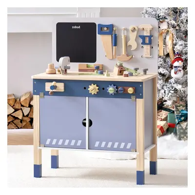 ROBUD Wooden Toy Workbench Large Kid's Wooden Play Tool Pretend Play Creative Building Set Const