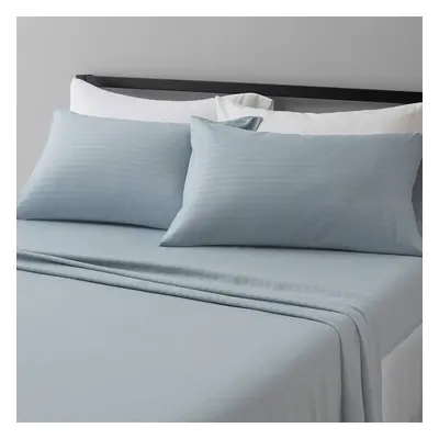 Amazon Basics Deluxe Microfiber Sheet Set pieces Queen Spa Blue Striped