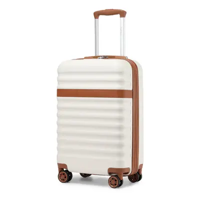 (Cream Brown, inch) Expandable Hard Shell Suitcase With Tsa Lock 20/24/28 Inch