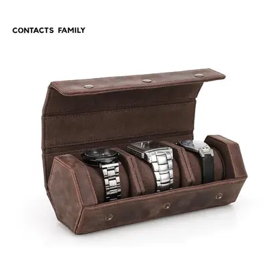 (coffee, Slot) Genuine Leather Hexagon 1/2/3/4 Slots Watch Roll Case Men Watch Boxes Storage Org