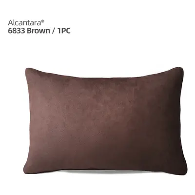 (Alcantara Coffee 1pc) Alcantara Car Lumbar Support Pillow Headrest Back Cushion Auto Accessorie