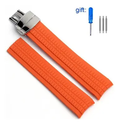 (orange silver 21mm with logo) Watch Band For Patek Philippe 5164a 5167a 5168a Silicone Aquanaut