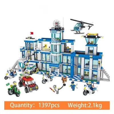 (as the picture) 1397pcs Assemble City Police Station City Building Blocks Bricks Educational To