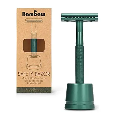 Metal Safety Razor with stand | Sea Green Shaving Razor | Metal Razors for Men and Women | Bamba