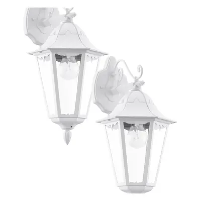 2 PACK IP44 Outdoor Wall Light White Traditional Lantern 60W E27 Porch Lamp