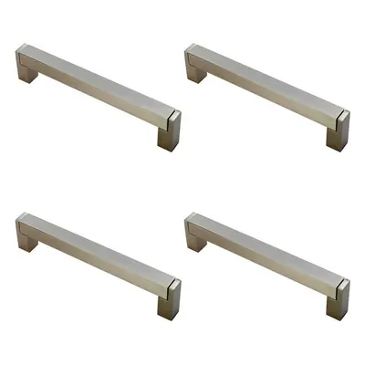 4x Square Section Bar Pull Handle x 15mm 192mm Fixing Centres Satin Nickel