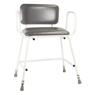 Bariatric Perching Stool - Arms and Padded Backrest - Adjustable Height