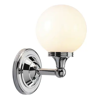 IP Wall Light Globe Style Opal Glass Shade Polished Chrome LED G9 3.5W