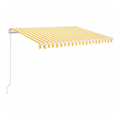 vidaXL Manual Retractable Awning with LED 350x250 cm Yellow and White Shelter