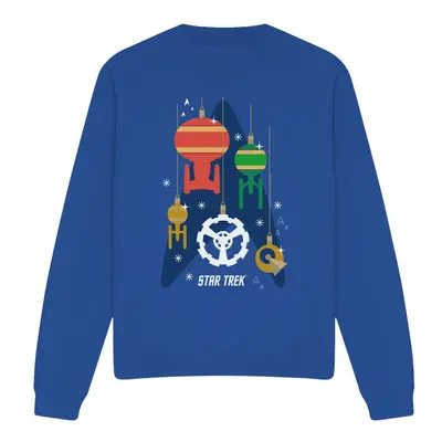 (L, Royal Blue) Star Trek Unisex Adult Spaceship Bauble Christmas Sweatshirt