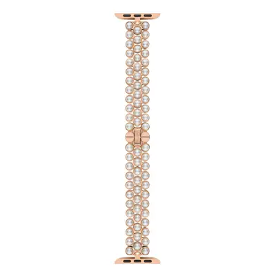 kate spade new york rose gold-tone stainless steel ip and white faux pearls band for apple watch