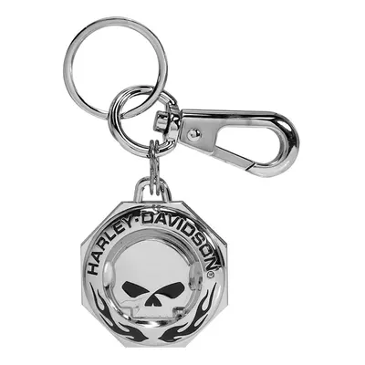 Harley-Davidson Chrome Willie G skull H-D Wordmark & Flames Key chain