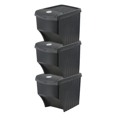 GEEZY L Large Set of Indoor Outdoor Waste Recycling With Lid Open Fronted Dustbin