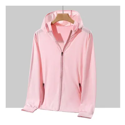 (Pink, 5XL) Plus Size Summer Coat Men Hooded Quick-Drying Upf Breathable Windbreaker Summer Sun 