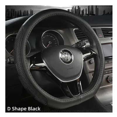 (D shape-Black) D Shape Car Steering Wheel Cover PU Leather For Nissan Qashqai J11 Nissan