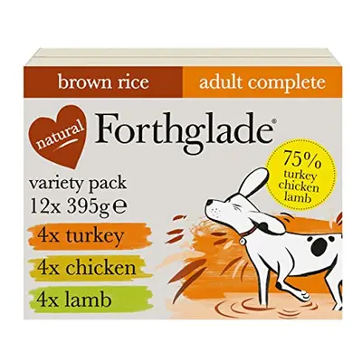 Forthglade Complete Natural Wet Dog Food - Brown Rice & Vegetables Variety Pack (12 x g) Trays -