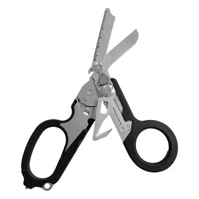 (Black) Multifunction Portable Emergency Shears with Lock Latch Tactical Folding Scissors Outdoo