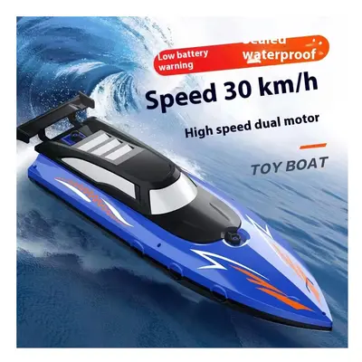 (Blue) RC Boat with LED Lights, 2.4Ghz Full Size RC Boat, RC Boat for Pools and Lakes, Minutes R