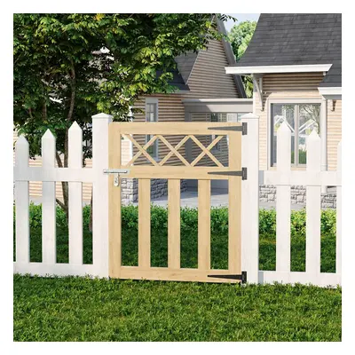 (Light Yellow, 76m W x 90cm H) Outdoor Cross Top Wooden Garden Gate Pedestrian Fence Yard Door