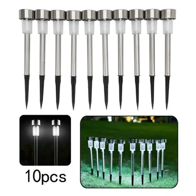 10 x Solar Powered Stainless Steel Led Post Stake Garden Lights Patio