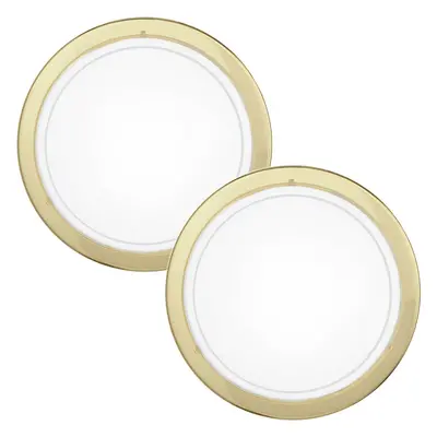 2 PACK Wall Flush Ceiling Light Brass Shade White Clear Glass Painted E27 1x60W