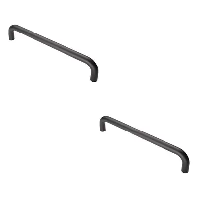 2x Round D Bar Pull Handle x 19mm 300mm Fixing Centres Matt Black