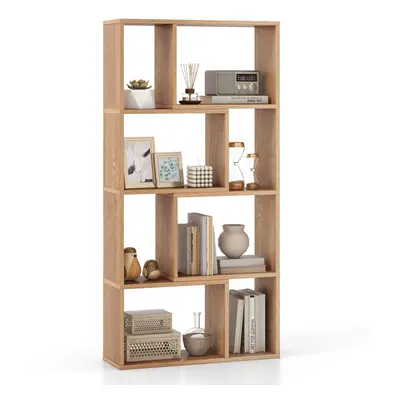 5-Tier Geometric Bookshelf CM High Bookcase Storage Organizer Natural